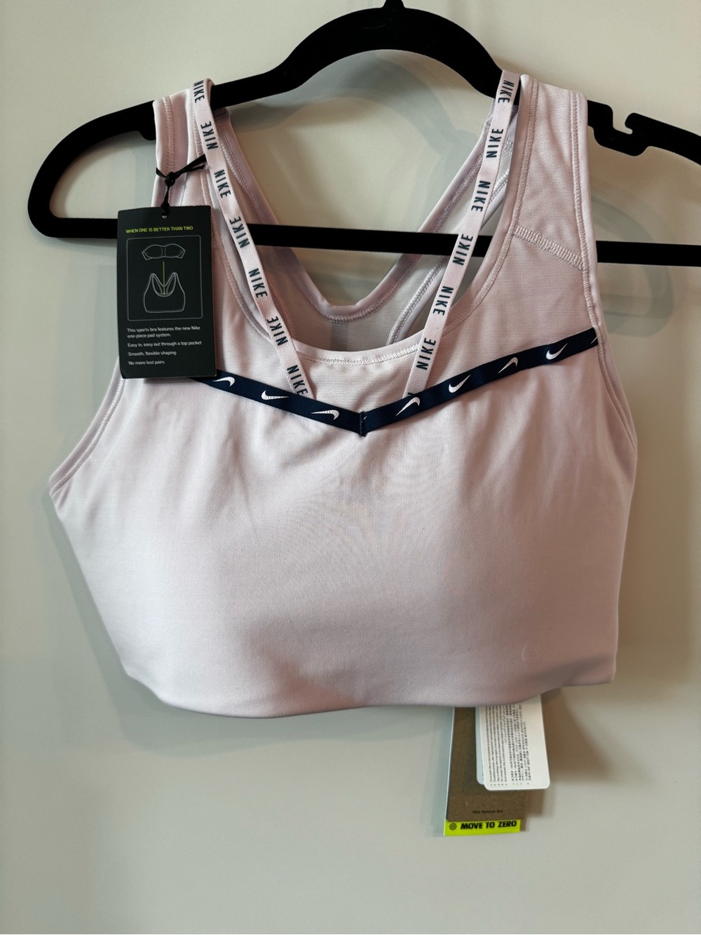 Nike Light Pink Strappy Sports Bra with Branded Trim